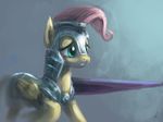  armor equine female feral fluttershy_(mlp) friendship_is_magic fur green_eyes hair horse mammal my_little_pony pegasus pink_hair pony raikoh-illust solo weapon wings yellow_fur 