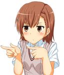  bad_id bad_pixiv_id blush brown_hair etsuji hair_ornament hairpin misaka_mikoto school_uniform short_hair solo sparkling_daydream sweater_vest to_aru_kagaku_no_railgun to_aru_majutsu_no_index 