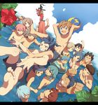  6+boys amagi_daichi aoyama_shunsuke bad_id bad_pixiv_id ball camera closed_eyes cloud day dragon dutch_angle eastern_dragon everyone flower goggles hamano_kaiji hayami_tsurumasa headband highres ichino_nanasuke inazuma_eleven_(series) inazuma_eleven_go innertube kageyama_hikaru kariya_masaki kirino_ranmaru kudou_akira kurama_norihito kurumada_gouichi letterboxed lightning_bolt long_hair matsukaze_tenma multiple_boys multiple_girls nishiki_ryouma nishizono_shinsuke no_eyewear no_pupils open_mouth sangoku_taichi seto_midori shindou_takuto shirtless short_hair silhouette sorano_aoi tsurugi_kyousuke water yamana_akane 