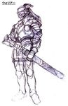  armor helmet knight long_hair lowres male male_focus official_art playstation royal serfius sheath sketch surfius sword the_legend_of_dragoon weapon 
