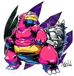  gen_1_pokemon no_humans pokemon pokemon_(creature) sido_(slipknot) signature simple_background slowbro solo 