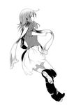  air_gear gazelle_(air_gear) greyscale highres iyakun long_hair looking_back monochrome scarf simple_background solo white_background 