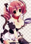  amanagi_seiji animal_ears cleavage cream inu_x_boku_ss maid nekomimi roromiya_karuta tail thighhighs 