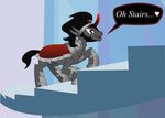  armor black_hair brown_eyes cape crown dialog english_text equine feral friendship_is_magic hair horn king_sombra_(mlp) male mammal my_little_pony red_eyes solo stairs synthrid text unicorn 