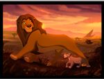  amazing cub detailed_background disney father_and_daughter feline female feral fur happy lion male mammal mohatu orange_eyes paws smile the_lion_king tlk-ileana uru_(the_lion_king) walking young 