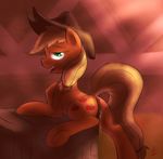  anus applejack_(mlp) blonde_hair blush butt cowboy_hat cradeelcin cutie_mark equine female feral freckles friendship_is_magic green_eyes hair hat horse looking_at_viewer mammal my_little_pony nude open_mouth pony presenting presenting_hindquarters pussy solo wet_pussy 