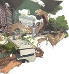  2girls city dragon fantasy miyata_ryuuichi multiple_girls original revision ruins science_fiction tree 