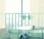  cat closed_eyes cup curtains indoors lying md5_mismatch nakamura_hinata no_humans on_side original pillow plant potted_plant revision room scenery sleeping solo table 