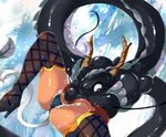  cat_tail dark_skin denim denim_shorts kaiten_muten-maru mozu_taiya shamu_meruruusa short_shorts shorts tail thighhighs vore 