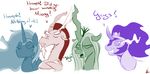  changeling cradeelcin discord_(mlp) draconequus english_text equine eyes_closed female feral friendship_is_magic group helmet horn king_sombra_(mlp) male mammal my_little_pony nightmare_moon_(mlp) queen_chrysalis_(mlp) text tiara unicorn winged_unicorn wings 