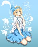  1girl alice_margatroid alice_margatroid_(pc-98) alice_margatroid_(young) blonde_hair female highres ribbon school_uniform short_hair simple_background skirt solo touhou 