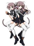  2girls animal_ears aria_liese cat_ears lng_hair long_hair lotte_liese lyrical_nanoha mahou_shoujo_lyrical_nanoha multiple_girls short_hair 