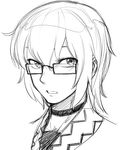  bad_id bad_pixiv_id face glasses greyscale male_focus monochrome morichika_rinnosuke simple_background solo space_jin touhou upper_body white_background 