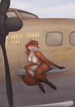  aircraft airplane areola b-17_flying_fortress big_breasts bomber breasts brown_eyes brown_fur brown_hair brown_nose canine countershading decoration ears_up embrace female flat_belly flowing_hair fox fur hair hands hindpaw littlenapoleon mammal navel nipples nude paws plantigrade short_hair sitting sky smile solo toes window windows 