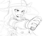  bad_id bad_pixiv_id face greyscale hat kirisame_marisa mini-hakkero monochrome sketch smile solo space_jin touhou witch_hat 