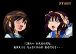  black_background bow brown_hair bruise defeat fake_screenshot hair_bow hairband injury kita_high_school_uniform lowres maso_(ascii_art) multiple_girls open_mouth orange_hairband parody school_uniform serafuku short_hair source_quote_parody street_fighter street_fighter_ii_(series) suzumiya_harubin suzumiya_haruhi suzumiya_haruhi_no_yuuutsu tears translated 