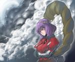  bad_id bad_pixiv_id purple_hair short_hair sketch solo space_jin touhou yasaka_kanako 