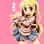  \n/ blonde_hair blue_eyes blush_stickers casual k-on! kotobuki_tsumugi long_hair revision skirt solo striped tom_(drpow) 