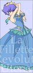  aiguillette anzu_(pixiv) bad_id bad_pixiv_id blue_dress blue_hair character_name copyright_name crown dress flipped_hair frills grey_background kaoru_kozue shoujo_kakumei_utena 