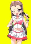  hairband idolmaster idolmaster_(classic) idolmaster_1 long_hair microphone minase_iori nippori one_eye_closed solo 