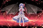  bad_id bad_pixiv_id barefoot bat_wings blue_hair glowing glowing_eyes hat pigeon-toed red_eyes remilia_scarlet short_hair skirt_grab solo sousouman standing touhou wings wrist_cuffs 