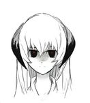  face hanyuu higurashi_no_naku_koro_ni horns long_hair lowres monochrome nanashin red_eyes serious sketch solo spot_color 