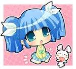  blue_eyes blue_hair chibi kneeling mesousa momotsuki_gakuen_school_uniform non-web_source pani_poni_dash! sailor_collar school_uniform solo suzuki_sayaka twintails yellow_sailor_collar 