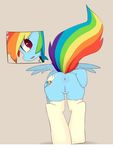 2012 anus blue_fur butt collar equine female friendship_is_magic hair horse looking_at_viewer multi-colored_hair my_little_pony pegasus pony purple_eyes pussy rainbow_dash_(mlp) rainbow_hair smitty_g sock solo stockings wings 