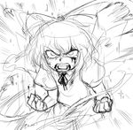  angry bad_id bad_pixiv_id blood cirno clenched_hands face greyscale kubrick_stare monochrome open_mouth ribbon sketch solo space_jin tears touhou 