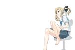  barefoot blonde_hair brown_eyes koujiro_frau robotics;notes seifuku tenkuu_nozora twintails white 