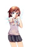  biribiri brown_eyes brown_hair electricity hair_ornament hairpin highres misaka_mikoto school_uniform skirt solo to_aru_kagaku_no_railgun to_aru_majutsu_no_index zaltys 