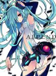  aqua_hair armpits bad_hands belt elbow_gloves error feathers fingerless_gloves gloves hatsune_miku hatsune_miku_(append) long_hair navel necktie red_eyes revision rugo solo thighhighs twintails very_long_hair vocaloid vocaloid_append zettai_ryouiki 