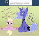  blonde_hair blue_eyes cutie_mark damn_forgot_the_wings duo english_text equine female feral friendship_is_magic hair horn horse looking_at_viewer mammal my_little_pony panicake pony princess_luna_(mlp) pussy size_difference spreading text tumblr unicorn 