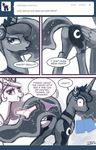  blush butt comic crown cutie_mark dialog duo english_text equine female feral friendship_is_magic headphones horn horse john_joseco levitation looking_at_viewer magic mammal monochrome my_little_pony panties pony princess princess_celestia_(mlp) princess_luna_(mlp) royalty signature spandex text thong tumblr underwear winged_unicorn wings 