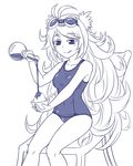  alchemic_magician collarbone duel_monster flash goggles long_hair messy_hair monochrome pataniito pataryouto swimsuit yu-gi-oh! yuu-gi-ou_duel_monsters 