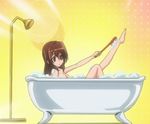  1girl bath bathroom bathtub breasts brown_hair feet hayate_no_gotoku! lather legs long_hair maria maria_(hayate_no_gotoku!) red_eyes scrubber 