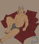  abs anthro balls bat biceps big_muscles brown_fur bulge claws erection exawolf fangs fur grey_eyes lying male mammal muscles nipples open_mouth pecs penis pillow pose sitting solo teeth toe_claws tongue topless underwear vamp_(character) 