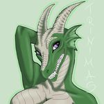  breasts dragon female flirty gren horn nude plain_background purple_eyes reptile scalie seductive sensual shikoku-una smile solo teeth trinimas 