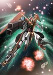  arios battle beam_rifle energy_gun firing gn_particles gun gundam gundam_00 gundam_arios high_res highres no_humans shooting space weapon 