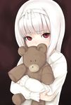  bad_id bad_pixiv_id goji_(five_clock) heidimarie_w_schnaufer holding red_eyes solo strike_witches stuffed_animal stuffed_toy teddy_bear white_hair world_witches_series younger 