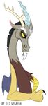  antlers claws discord_(mlp) draconequus equine fangs friendship_is_magic hair horn lilaira male mammal my_little_pony plain_background red_eyes simple_background solo white_background white_hair wings yellow_eyes 
