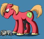  animal_genitalia apple big_macintosh_(mlp) blue_background cutie_mark equine eyes feral friendship_is_magic fruit hair hooves horn horse horsecock male mammal my_little_pony penis plain_background pony precum smarty_pants smartypants_(mlp) solo 