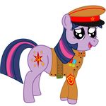  alpha_channel belt clothing communism communist cutie_mark equine female feral friendship_is_magic fur hair hammer_and_sickle hat horn horse looking_at_viewer mammal my_little_pony plain_background pony purple_eyes purple_fur red_star russia russian solo soviet thefieldsofice transparent_background twilight_sparkle_(mlp) unicorn uniform 