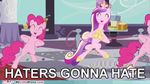  dancing duo english_text equine female feral friendship_is_magic hair haters_gonna_hate horn horse looking_at_viewer mammal my_little_pony pinkie_pie_(mlp) pony princess_cadance_(mlp) smile text unicorn 
