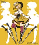  bad_id bad_pixiv_id beret blonde_hair character_name copyright_name drill_hair fingerless_gloves gloves gun hat highres kano magical_musket mahou_shoujo_madoka_magica puffy_sleeves revision rifle short_hair silhouette solo thighhighs tomoe_mami twintails weapon yellow_eyes 