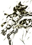  bow hair_bow highres long_hair monochrome nakoruru open_mouth samurai_spirits senomoto_hisashi simple_background smile solo white_background 