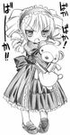  :o blush drill_hair greyscale hairband hayate_no_gotoku! highres lolita_hairband looking_at_viewer monochrome open_mouth sanzen'in_nagi senomoto_hisashi simple_background solo translated tsundere twin_drills twintails white_background 