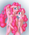  blue_eyes blush cutie_mark equine female feral friendship_is_magic fur grin group hair horse mammal my_little_pony one_eye_closed pink_fur pink_hair pinkie_pie_(mlp) pony sharpy signature smile square_crossover teeth wink 