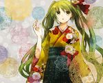  bow buzz hair_bow hatsune_miku japanese_clothes kimono long_hair revision solo twintails very_long_hair vocaloid 