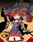  alternate_legwear blue_eyes borderlands borderlands_2 deathtrap gaige gun highres mecha panties pantyshot rando_seru red_hair smile thighhighs twintails underwear weapon white_panties 